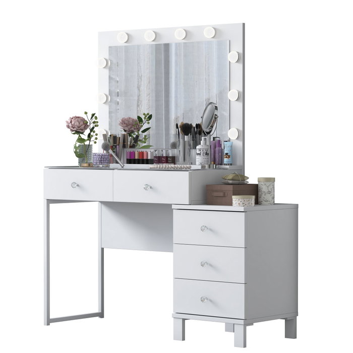 Hanah Home Mesa de Maquillaje Blanca con 10 Focos